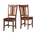 Espresso Slatted-Back Wooden Office Chair, Single-Person