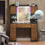 White/Brown/Black Vanity Desk with LED Mirror & Lights, 5 Drawers, Charging Station, for 1