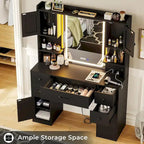 White/Brown/Black Vanity Desk with LED Mirror & Lights, 5 Drawers, Charging Station, for 1