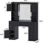 White/Brown/Black Vanity Desk with LED Mirror & Lights, 5 Drawers, Charging Station, for 1