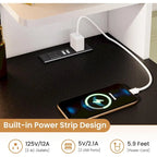White/Brown/Black Vanity Desk with LED Mirror & Lights, 5 Drawers, Charging Station, for 1