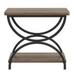 Brown Grey & Black / White & Gold 2-Tier Side Table, Modern Industrial Style, Single