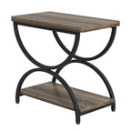 Brown Grey & Black / White & Gold 2-Tier Side Table, Modern Industrial Style, Single