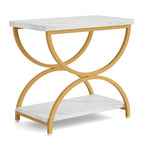 Brown Grey & Black / White & Gold 2-Tier Side Table, Modern Industrial Style, Single