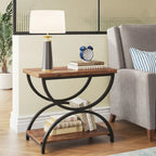 Brown Grey & Black / White & Gold 2-Tier Side Table, Modern Industrial Style, Single