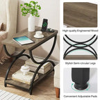 Brown Grey & Black / White & Gold 2-Tier Side Table, Modern Industrial Style, Single