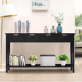 Black Modern Console Table with 4 Drawers & Open Shelf, Single-User Entryway