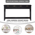 Black Modern Console Table with 4 Drawers & Open Shelf, Single-User Entryway