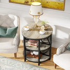 Rustic Brown / Grey Half-Round 3-Tier Side Table, Single