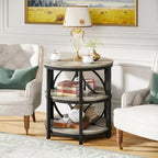 Rustic Brown / Grey Half-Round 3-Tier Side Table, Single