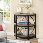 Rustic Brown / Grey Half-Round 3-Tier Side Table, Single