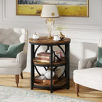 Rustic Brown / Grey Half-Round 3-Tier Side Table, Single