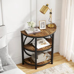 Rustic Brown / Grey Half-Round 3-Tier Side Table, Single