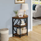 Rustic Brown / Grey Half-Round 3-Tier Side Table, Single