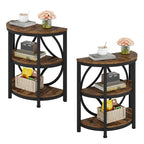 Rustic Brown / Grey Half-Round 3-Tier Side Table, Single
