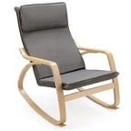 Grey Bentwood Rocking Chair, Fabric Upholstered, 1-Person