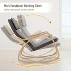 Grey Bentwood Rocking Chair, Fabric Upholstered, 1-Person