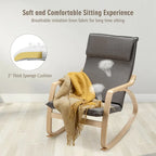 Grey Bentwood Rocking Chair, Fabric Upholstered, 1-Person