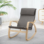 Grey Bentwood Rocking Chair, Fabric Upholstered, 1-Person