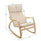 Grey Bentwood Rocking Chair, Fabric Upholstered, 1-Person