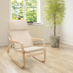 Grey Bentwood Rocking Chair, Fabric Upholstered, 1-Person