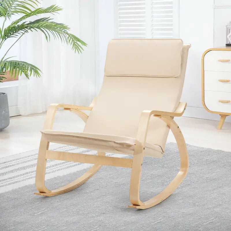 Grey Bentwood Rocking Chair, Fabric Upholstered, 1-Person