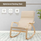 Grey Bentwood Rocking Chair, Fabric Upholstered, 1-Person