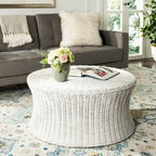 Woven Rattan Cocktail Ottoman (White / Dark Brown / Natural / Black), 1-Person