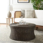 Woven Rattan Cocktail Ottoman (White / Dark Brown / Natural / Black), 1-Person