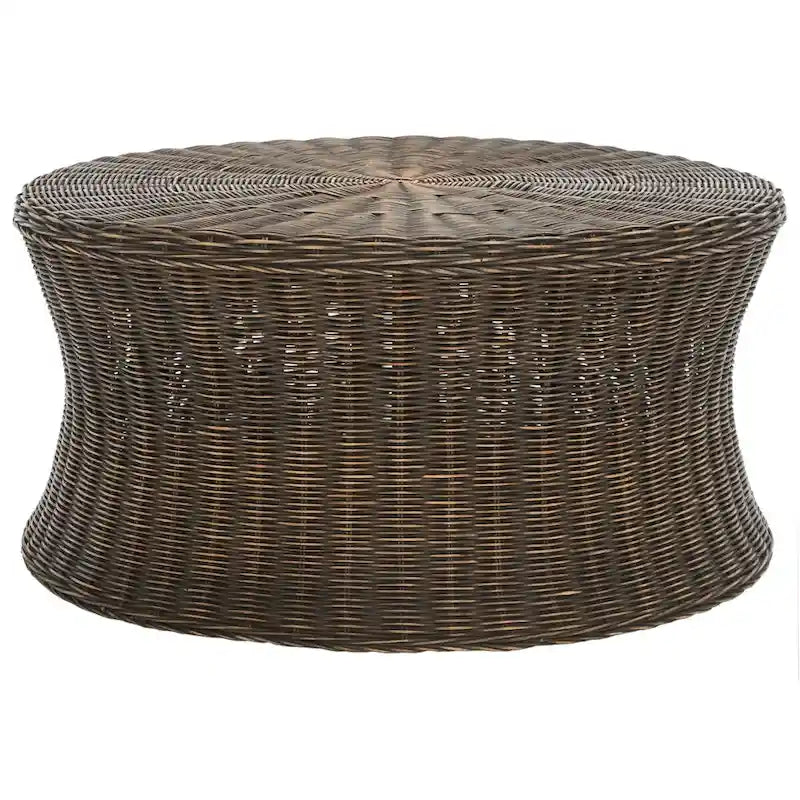 Woven Rattan Cocktail Ottoman (White / Dark Brown / Natural / Black), 1-Person