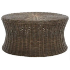 Woven Rattan Cocktail Ottoman (White / Dark Brown / Natural / Black), 1-Person