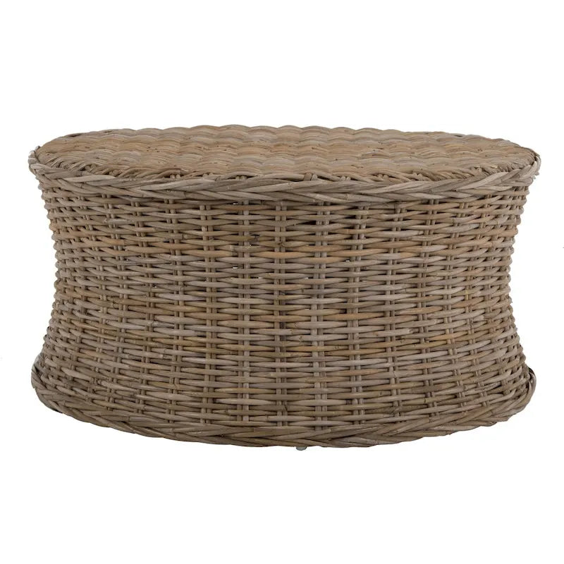 Woven Rattan Cocktail Ottoman (White / Dark Brown / Natural / Black), 1-Person