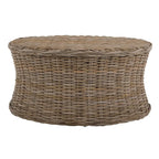 Woven Rattan Cocktail Ottoman (White / Dark Brown / Natural / Black), 1-Person