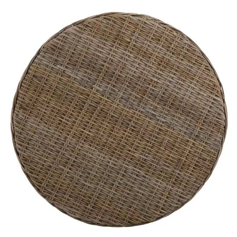 Woven Rattan Cocktail Ottoman (White / Dark Brown / Natural / Black), 1-Person