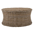 Woven Rattan Cocktail Ottoman (White / Dark Brown / Natural / Black), 1-Person
