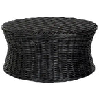 Woven Rattan Cocktail Ottoman (White / Dark Brown / Natural / Black), 1-Person