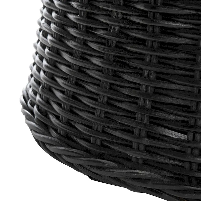 Woven Rattan Cocktail Ottoman (White / Dark Brown / Natural / Black), 1-Person
