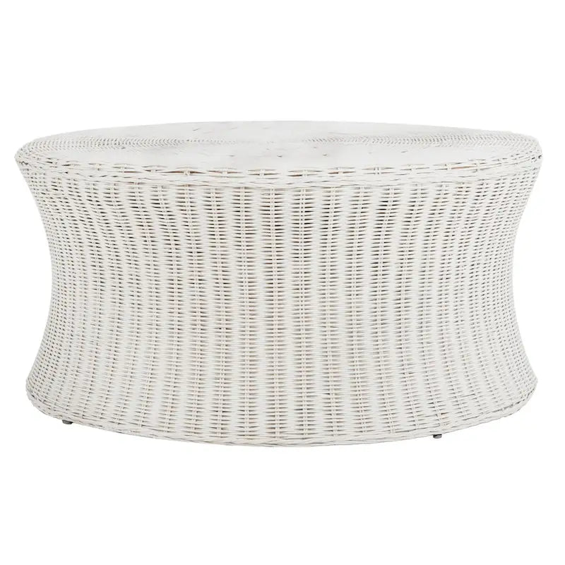Woven Rattan Cocktail Ottoman (White / Dark Brown / Natural / Black), 1-Person