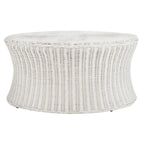 Woven Rattan Cocktail Ottoman (White / Dark Brown / Natural / Black), 1-Person