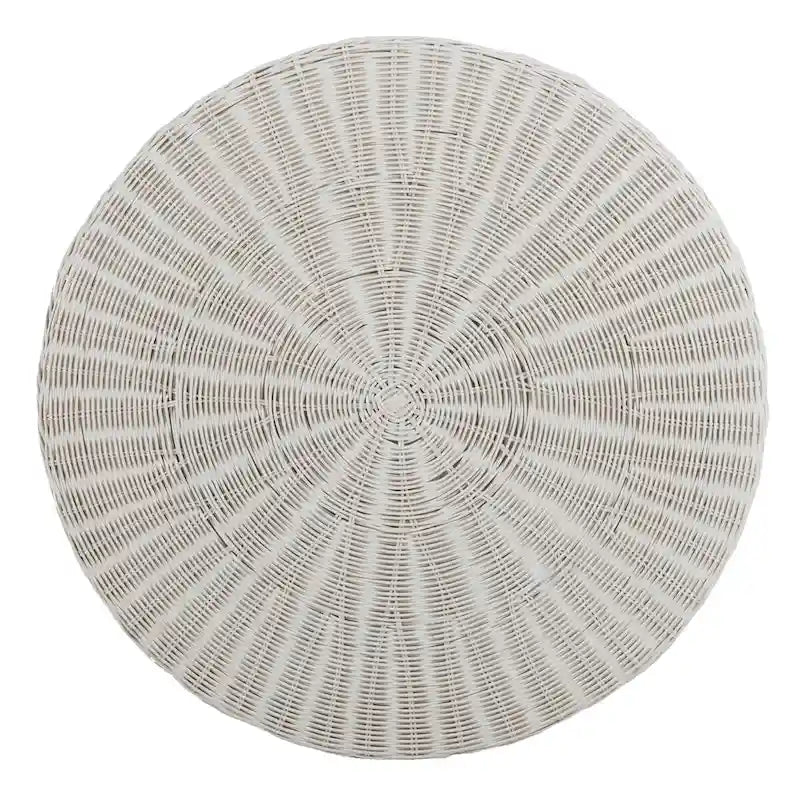 Woven Rattan Cocktail Ottoman (White / Dark Brown / Natural / Black), 1-Person
