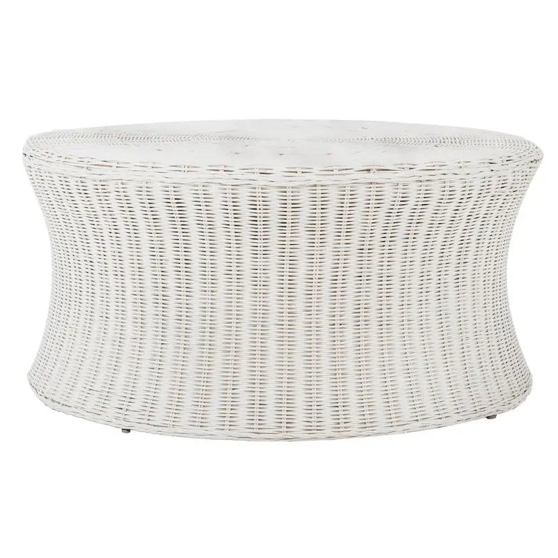 Woven Rattan Cocktail Ottoman (White / Dark Brown / Natural / Black), 1-Person