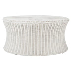 Woven Rattan Cocktail Ottoman (White / Dark Brown / Natural / Black), 1-Person