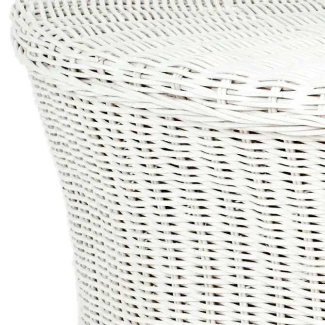 Woven Rattan Cocktail Ottoman (White / Dark Brown / Natural / Black), 1-Person