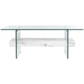 Clear Glass & Wood Shelf Modern Coffee Table, 1-Piece, Multiple Colors