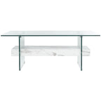 Clear Glass & Wood Shelf Modern Coffee Table, 1-Piece, Multiple Colors