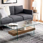 Clear Glass & Wood Shelf Modern Coffee Table, 1-Piece, Multiple Colors
