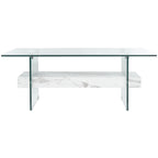 Clear Glass & Wood Shelf Modern Coffee Table, 1-Piece, Multiple Colors