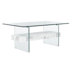 Clear Glass & Wood Shelf Modern Coffee Table, 1-Piece, Multiple Colors