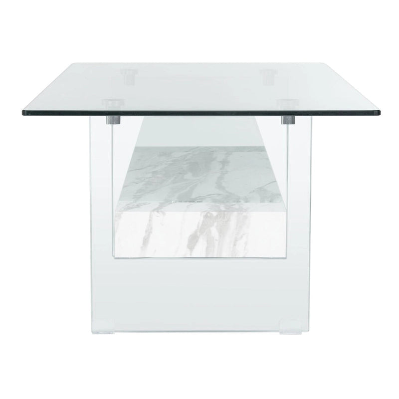 Clear Glass & Wood Shelf Modern Coffee Table, 1-Piece, Multiple Colors