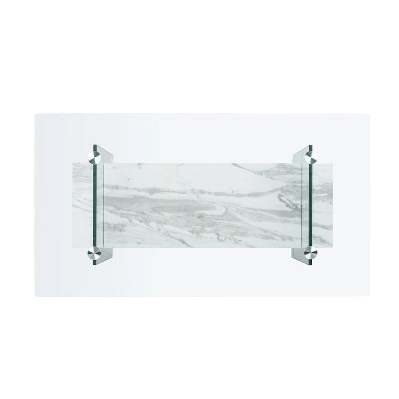 Clear Glass & Wood Shelf Modern Coffee Table, 1-Piece, Multiple Colors